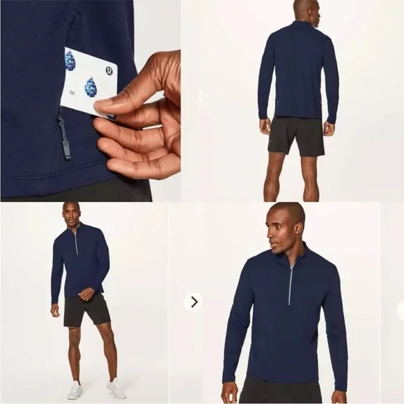 Lululemon Men's Blue Surge Warm 1/2 Zip Pullover Size M - Picture 1 of 9